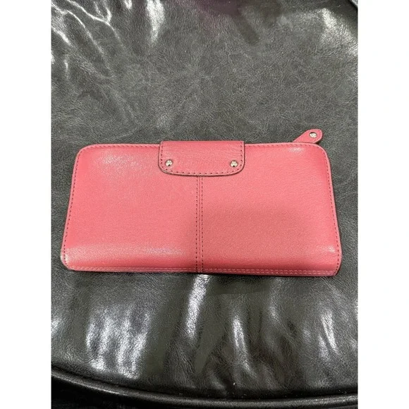 Coach Pink Leather Wallet Clutch Snap Closure Organizer Card Holder - Picture 3 of 6